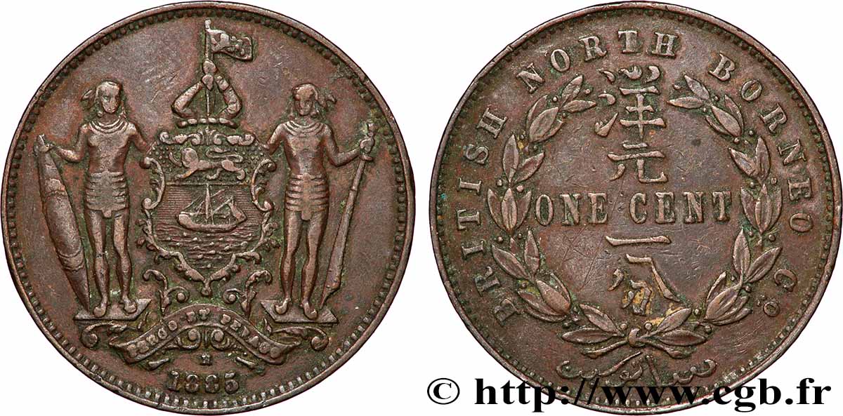 MALAISIE - BORNÉO DU NORD BRITANNIQUE 1 Cent Compagnie britannique du Nord-Bornéo 1885 Birmingham TTB 