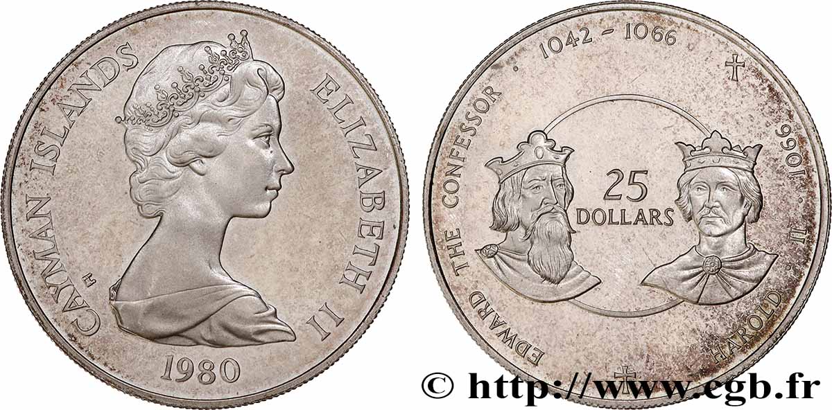 ISOLE CAYMAN 5 Dollar Proof Rois Saxons 1980  MS 