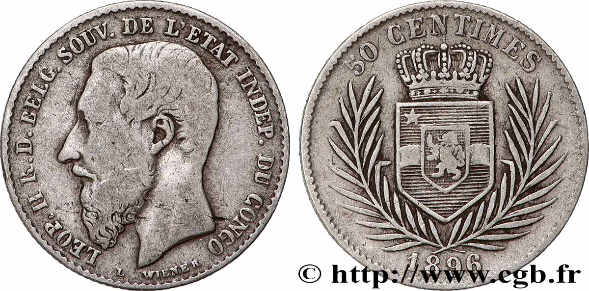 KONGO-FREISTAAT 50 Centimes Léopold II 1896  SS 