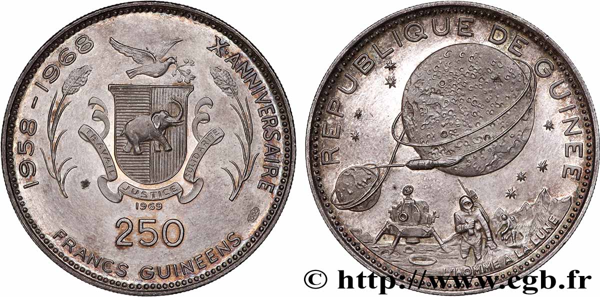 GUINEA 250 Francs Proof 10e anniversaire de l’indépendance  1969  MS 