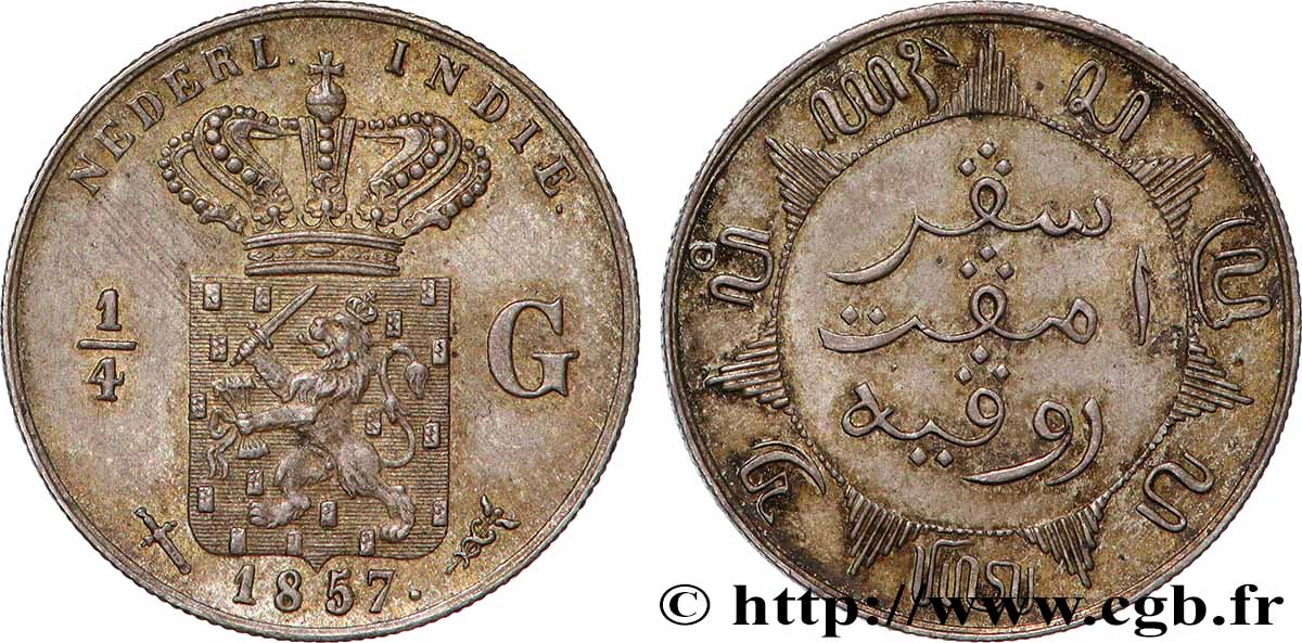 INDIAS NEERLANDESAS 1/4 Gulden 1857 Utrecht EBC 