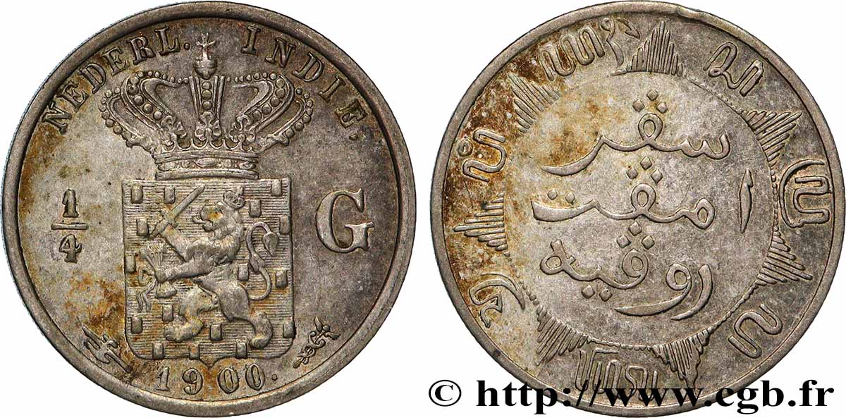 INDIE OLANDESI 1/4 Gulden 1900 Utrecht SPL 