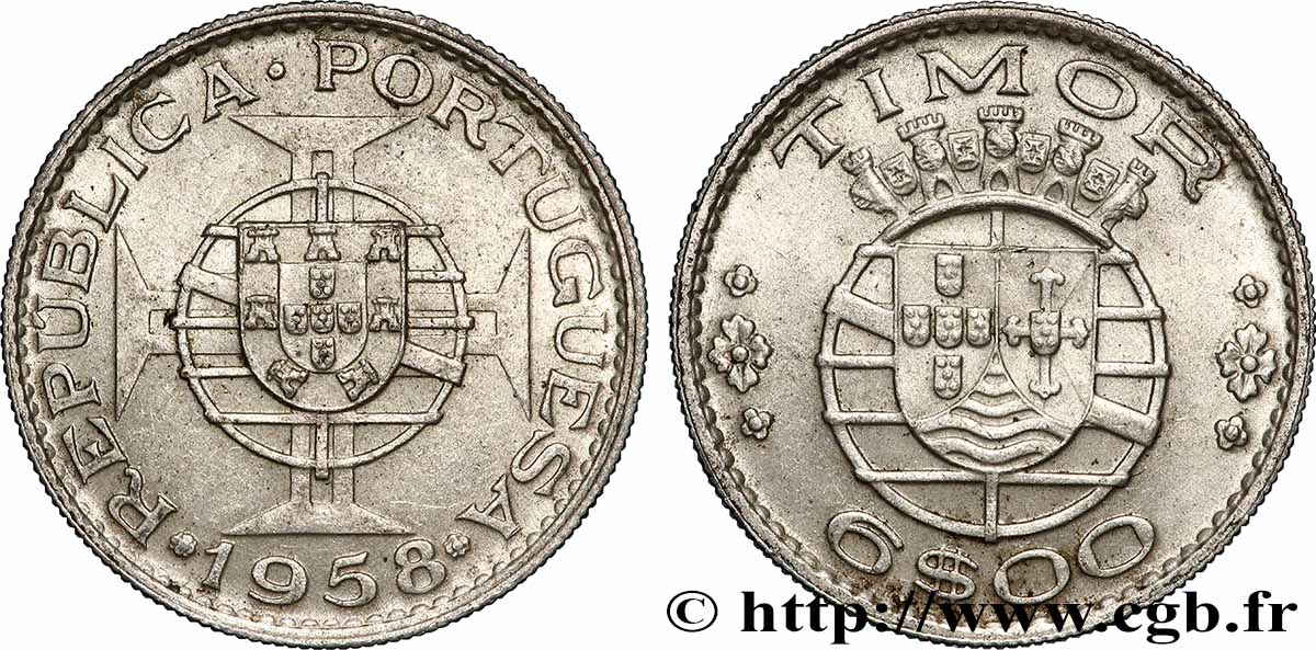TIMOR 6 Escudos Colonie Portugaise 1958 Lisbonne TTB+ 