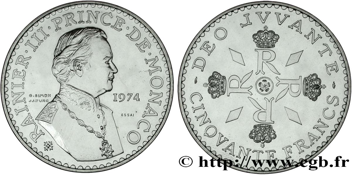 MONACO Essai de 50 Francs 1974 Paris MS 