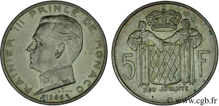 MONACO 5 Francs 1966 Paris AU 