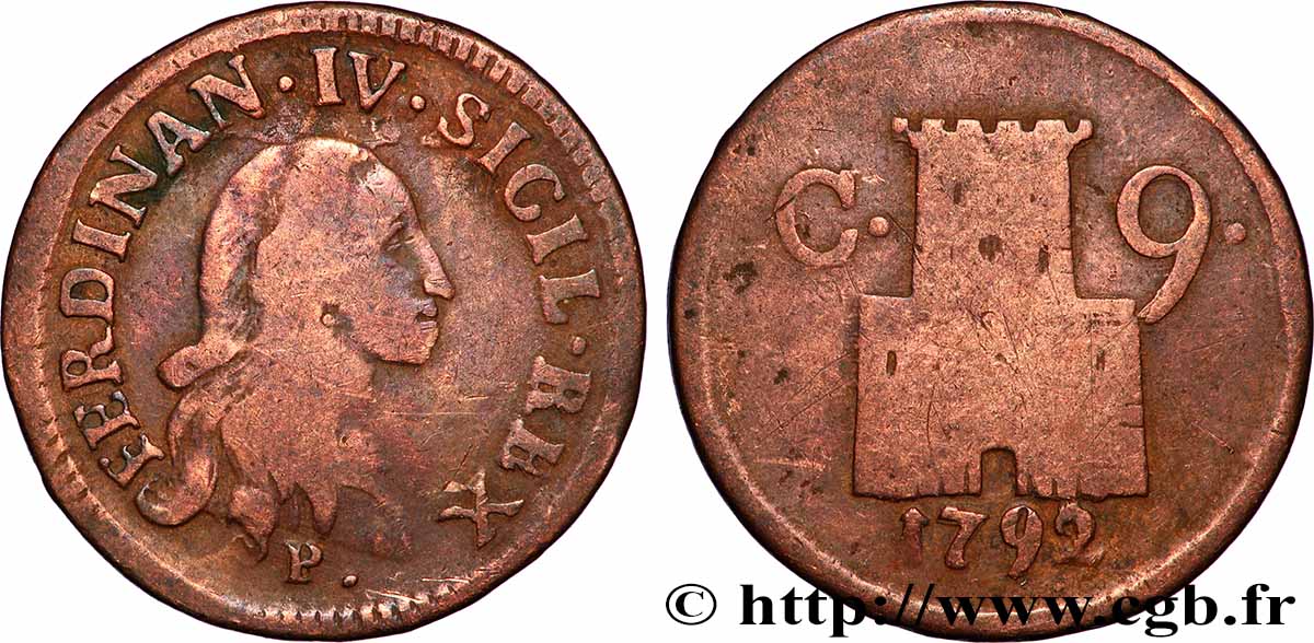 NAPLES - ROYAUME DE NAPLES - FERDINAND IV 9 Cavalli  1792  VF 