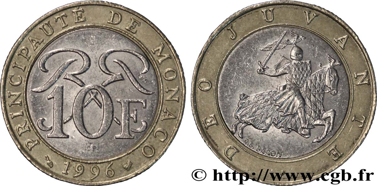 MONACO 10 Francs Rainier III 1996 Paris AU 