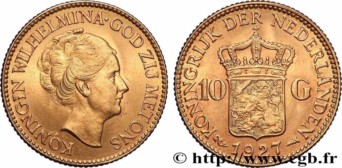 ORO, PALADIO Y PLATINO INVERSIÓN 10 Gulden Wilhelmina, 4e type 1927 Utrecht EBC 