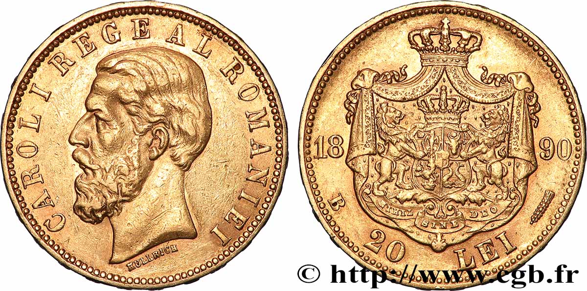 ROMANIA - CHARLES I 20 Lei  1890 Bucarest AU 