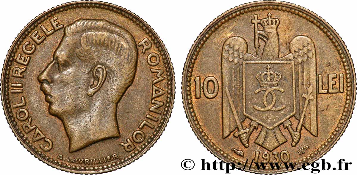 RUMANIA 10 Lei Charles II 1930 Paris MBC 