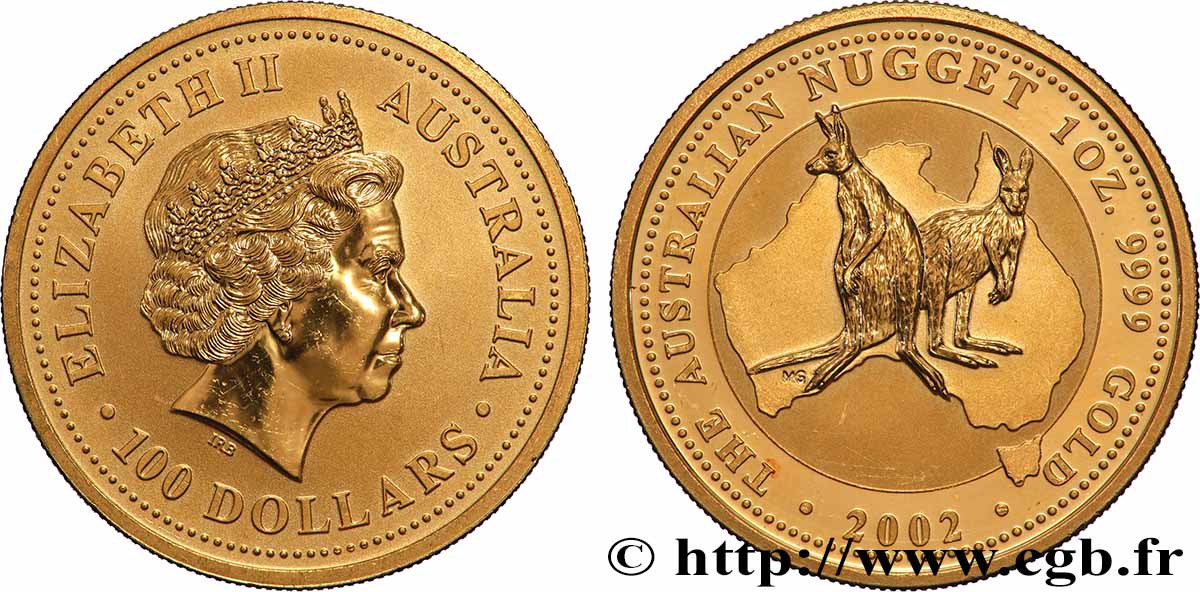 GOLD, PALLADIUM & PLATINUM INVESTMENT 1 Oz - 100 Dollars  2002 Perth MS 