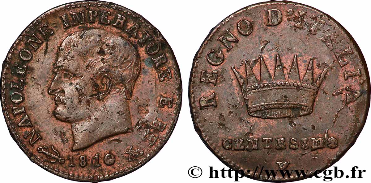 ITALIA - REGNO D&nbsp;ITALIA - NAPOLEONE I 1 Centesimo 1810 Venise BB 