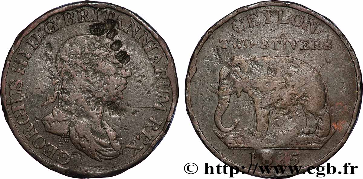 CEYLON 2 Stivers Georges III 1815  MB 