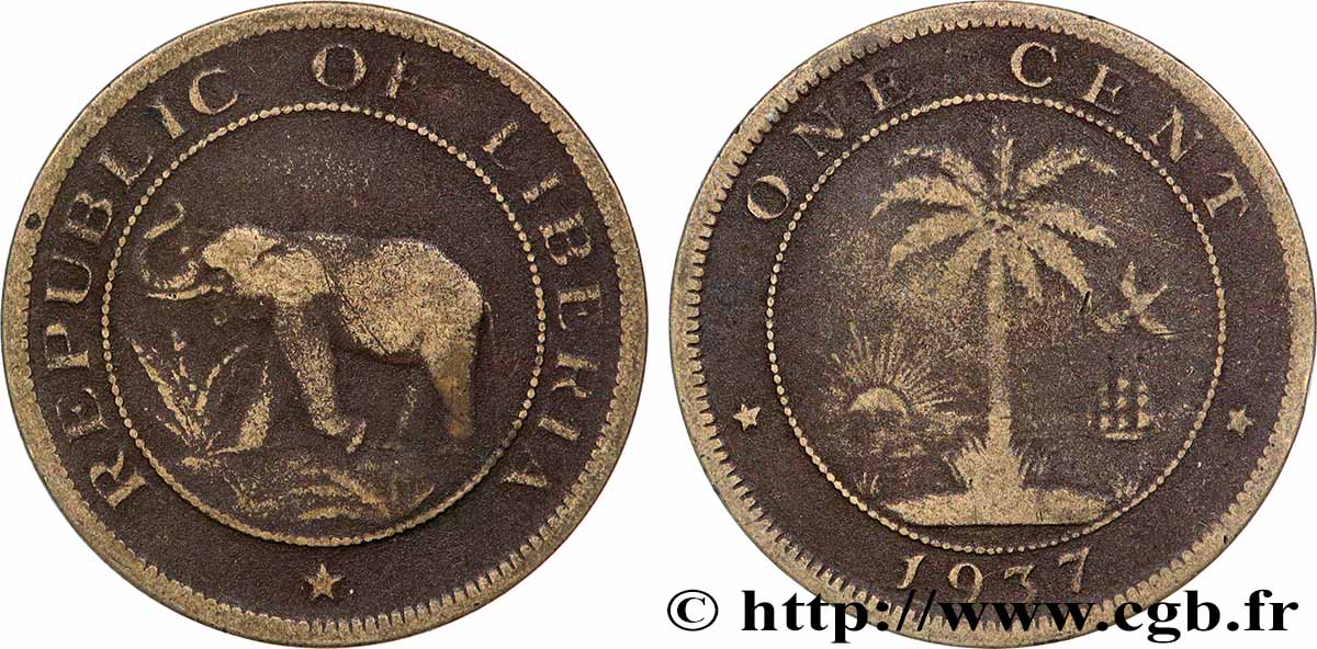 LIBERIA 1 Cent 1937 Bruxelles q.BB 