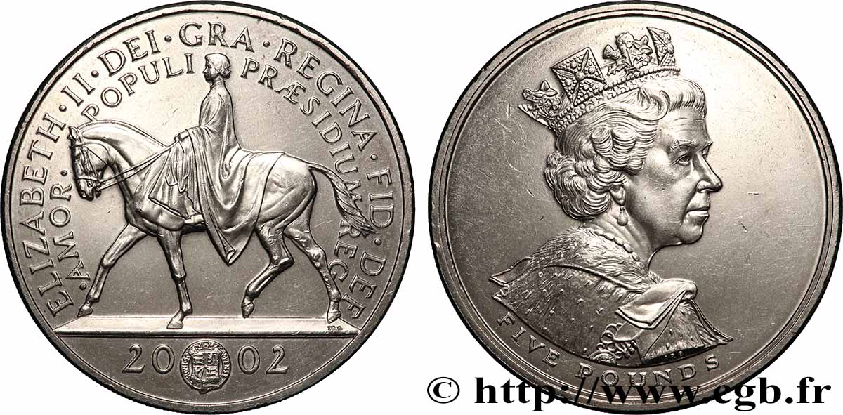 UNITED KINGDOM 5 Pounds 50e anniversaire de l’accession de la reine Élisabeth II 2002 Llantrisant AU 