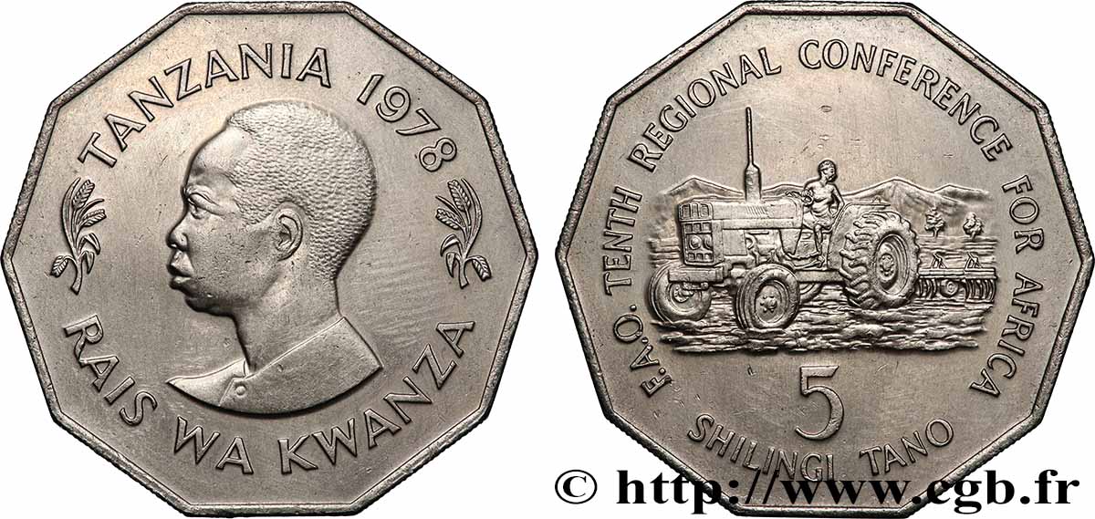TANZANIE 5 Shillingi FAO 1978 Llantrisant SUP 