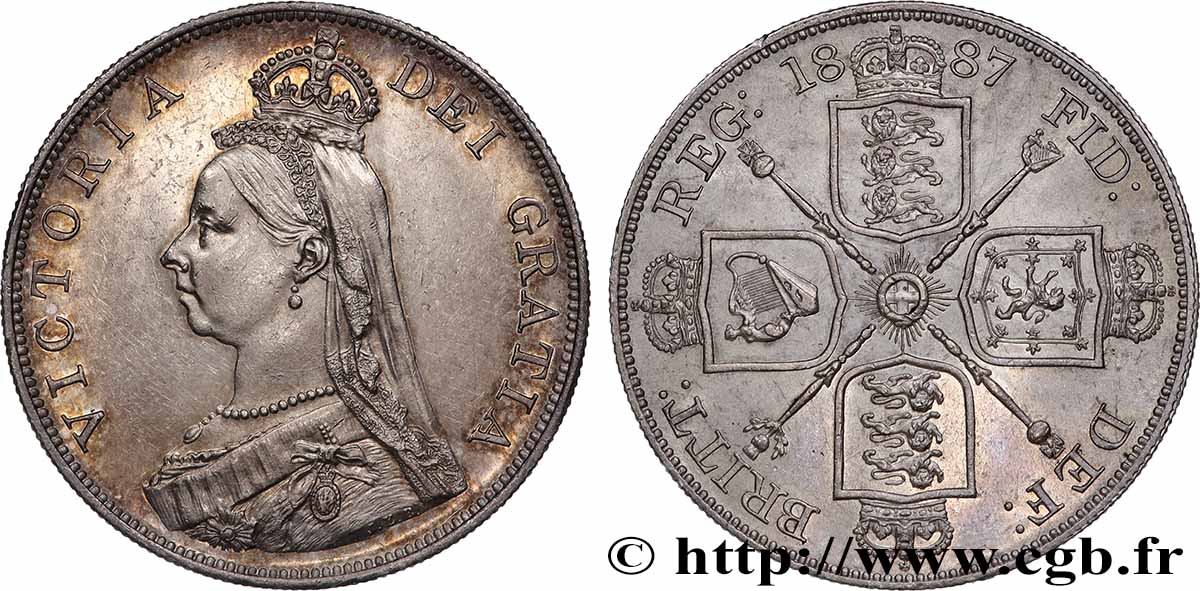 GREAT-BRITAIN - VICTORIA Double Florin Victoria buste du jubilé 1887  AU 