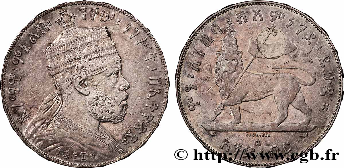 ETIOPIA 1 Birr Menelik II EE1889 1897 Paris BB 