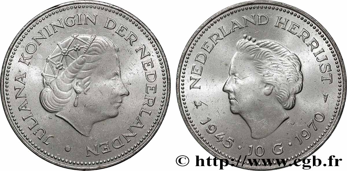 PAíSES BAJOS 10 Gulden 25e anniversaire de la libération 1970 Utrecht EBC 