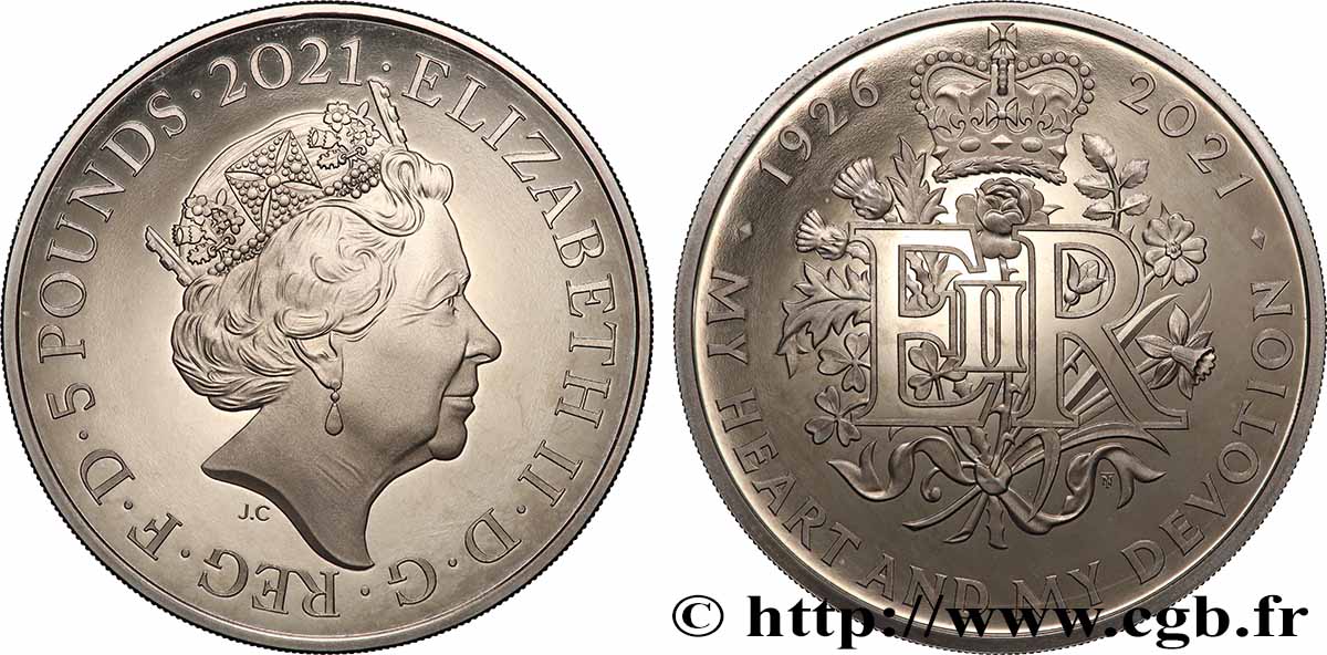 UNITED KINGDOM 5 Pounds Proof 95e anniversaire de la reine Élisabeth II 2021 Llantrisant MS 