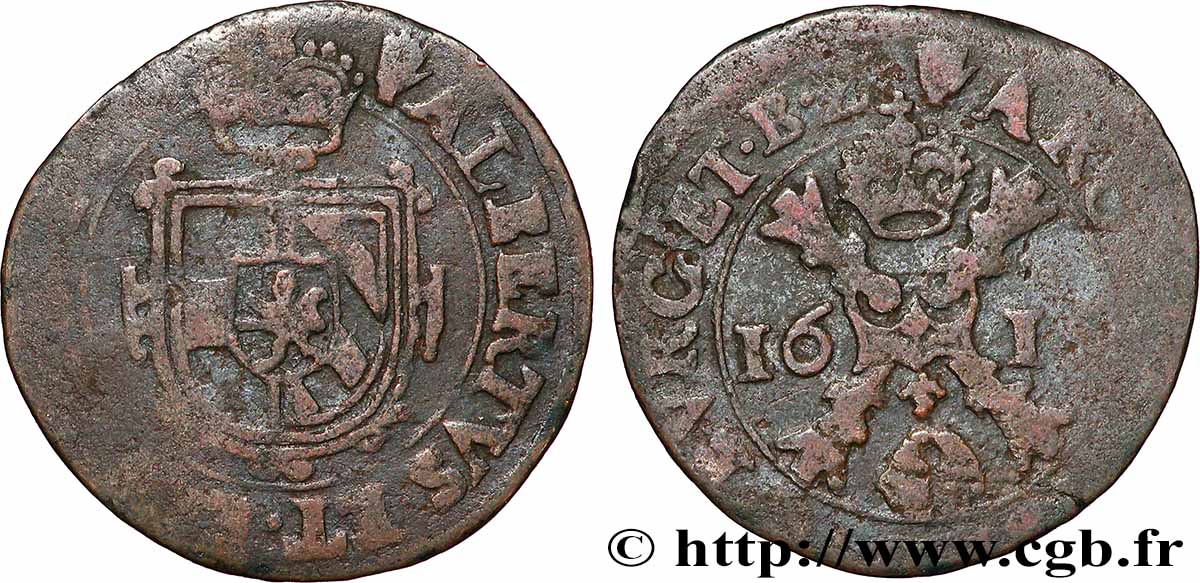 PAYS-BAS ESPAGNOLS - BRABANT - DUCHÉ DE BRABANT - ALBERT ET ISABELLE 1/2 Liard (ou Gigot) 161[.] Anvers VF 