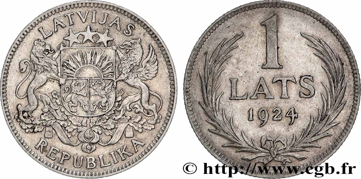 LATVIA 1 Lats emblème 1924 Londres AU 