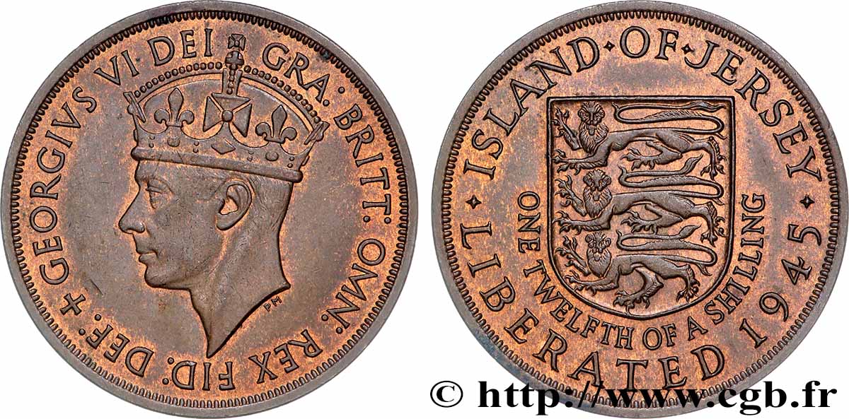 JERSEY 1/12 Shilling Georges VI 1945  AU 