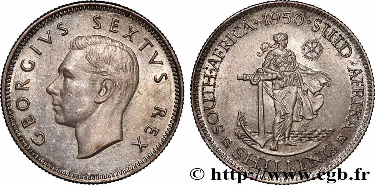 SOUTH AFRICA 1 Shilling Georges VI 1950 Pretoria AU 