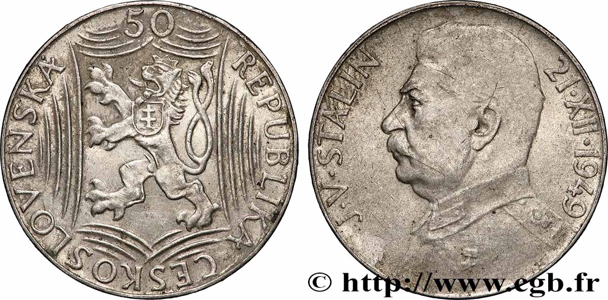 CHECOSLOVAQUIA 50 Korun 70e anniversaire de Staline 1949  MBC 