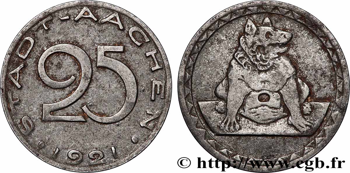 GERMANIA - Notgeld 25 Pfennig Aachen (Aix-la-Chapelle) 1921  BB 