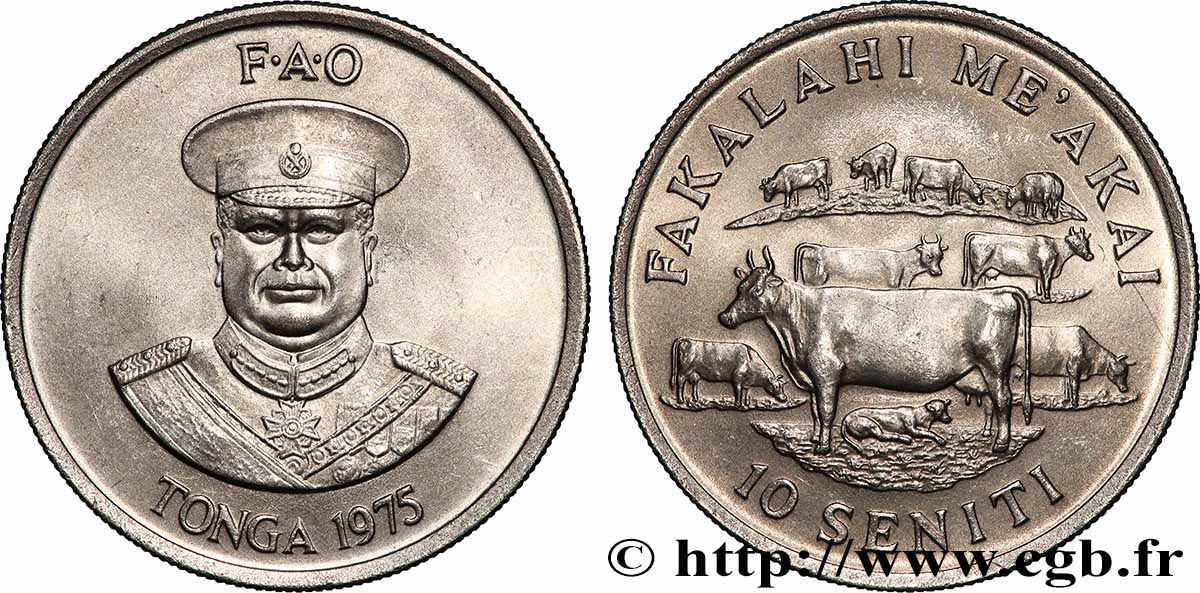 TONGA 10 Seniti série FAO  1975 Canberra SPL 