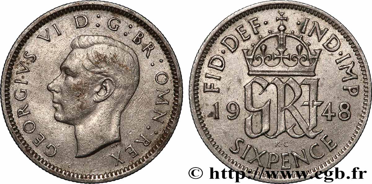 REGNO UNITO 6 Pence Georges VI 1948 Londres BB 