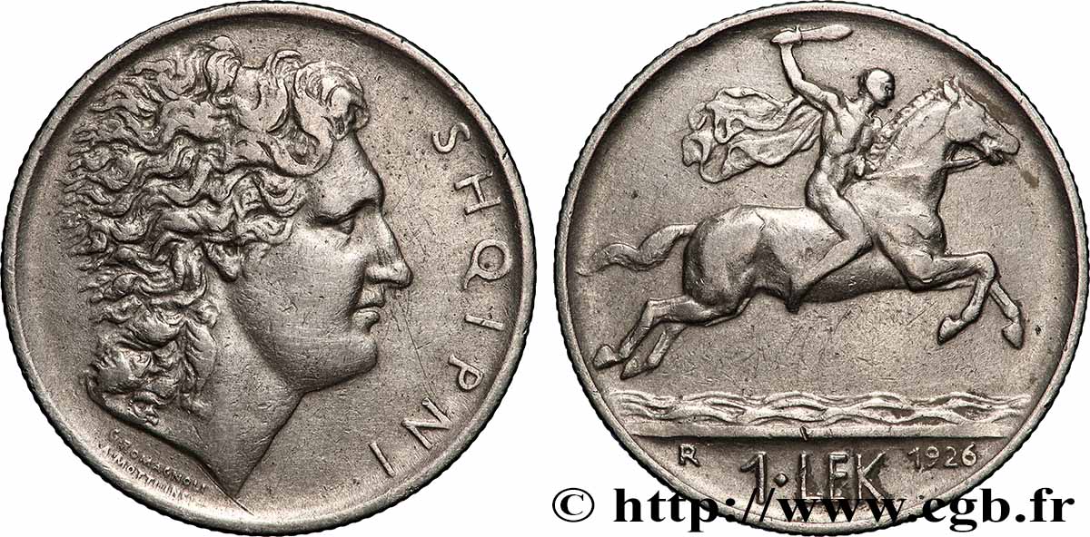ALBANIA 1 Lek Alexandre / cavalier sur cheval bondissant 1926 Rome BB 
