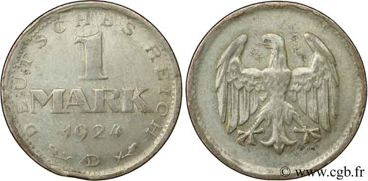 GERMANY 1 Mark aigle 1924 Munich - D XF 