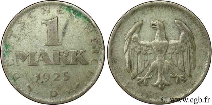 DEUTSCHLAND 1 Mark aigle 1925 Munich - D fSS 