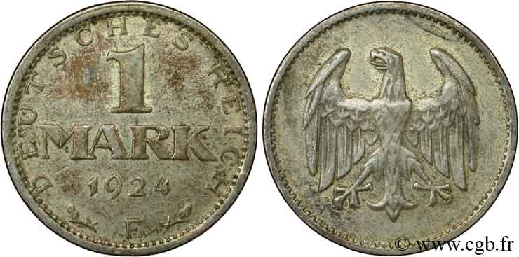 DEUTSCHLAND 1 Mark aigle 1924 Stuttgart - F SS 