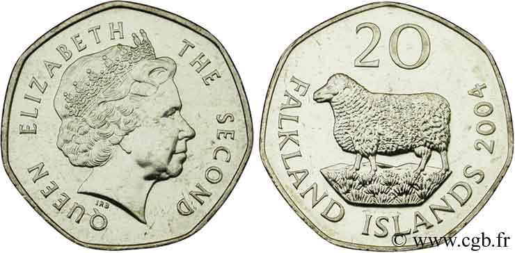 ISOLE FALKLAND 20 Pence Elisabeth II 2004  MS 
