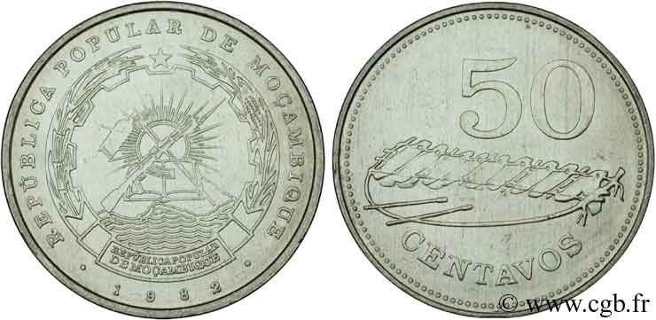 MOZAMBIQUE 50 Centavos emblème de la république populaire / instrument de musique 1982  MS 