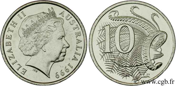AUSTRALIEN 10 Cents Elisabeth II / oiseau lyre 1999  fST 