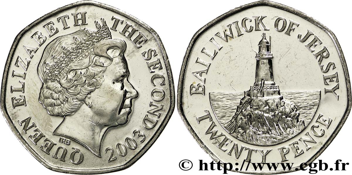 JERSEY 20 Pence Elisabeth II / phare de La Crobière 2003  MS 