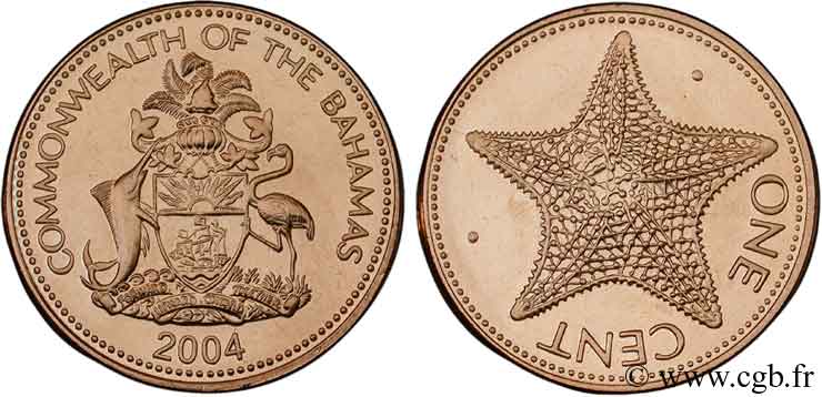 BAHAMAS 1 Cent emblème / étoile de mer 2004  fST 