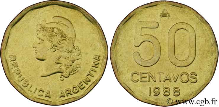 ARGENTINA 50 Centavos emblème 1988  SC 