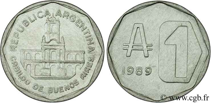 ARGENTINA 1 Austral Hôtel de Ville de Buenos Aires 1989  MS 