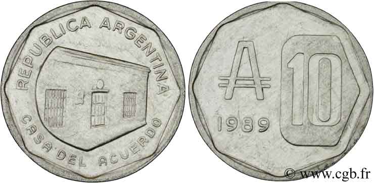 ARGENTINA 10 Australes casa del acuerdo 1989  MS 