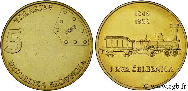 SLOVENIA 5 Tolarjev 150e anniversaire du chemin de fer en Slovénie (ligne Graz-Maribor) 1996  MS 