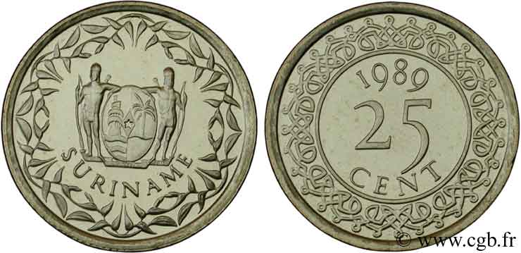 SURINAM 25 Cents 1989 Royal British Mint SC 