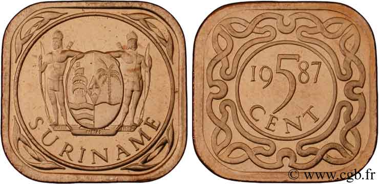 SURINAM 5 Cents 1987 Royal British Mint fST 