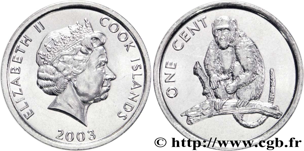 COOK ISLANDS 1 Cent Elisabeth II / singe 2003  MS 