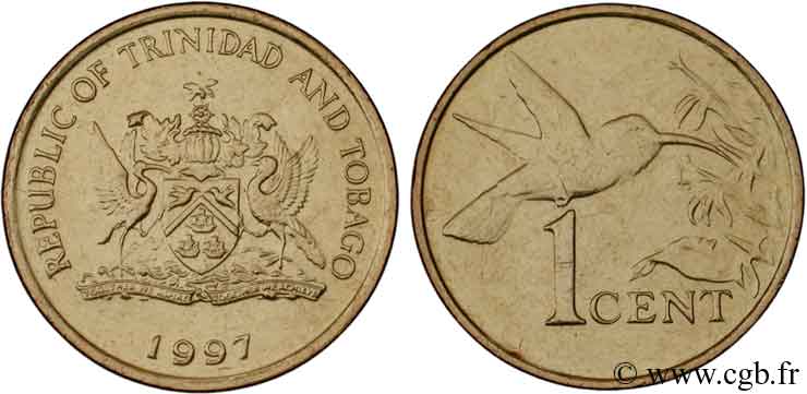 TRINIDAD E TOBAGO 1 Cent emblème / colibri 1997  MS 