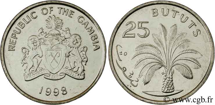 GAMBIA 25 Bututs emblème / palmier 1998  EBC 